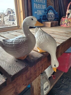 Pair of Ceramic White Geese